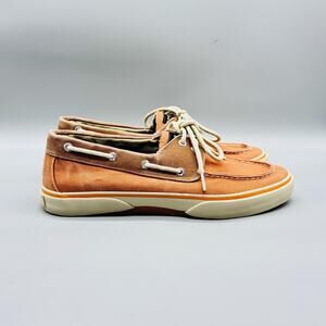 Sperry Shoes Mens 10 Orange Canvas Top Sider Boat Deck Moc Toe Casual Non Slip